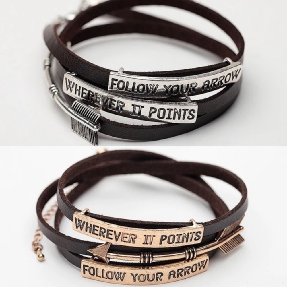 Leather Wrap Bracelet - Follow Your Arrow